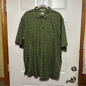 LL Bean Traditional Fit Mens Button Down Green Plaid Wrinkle Resistant Shirt XXL